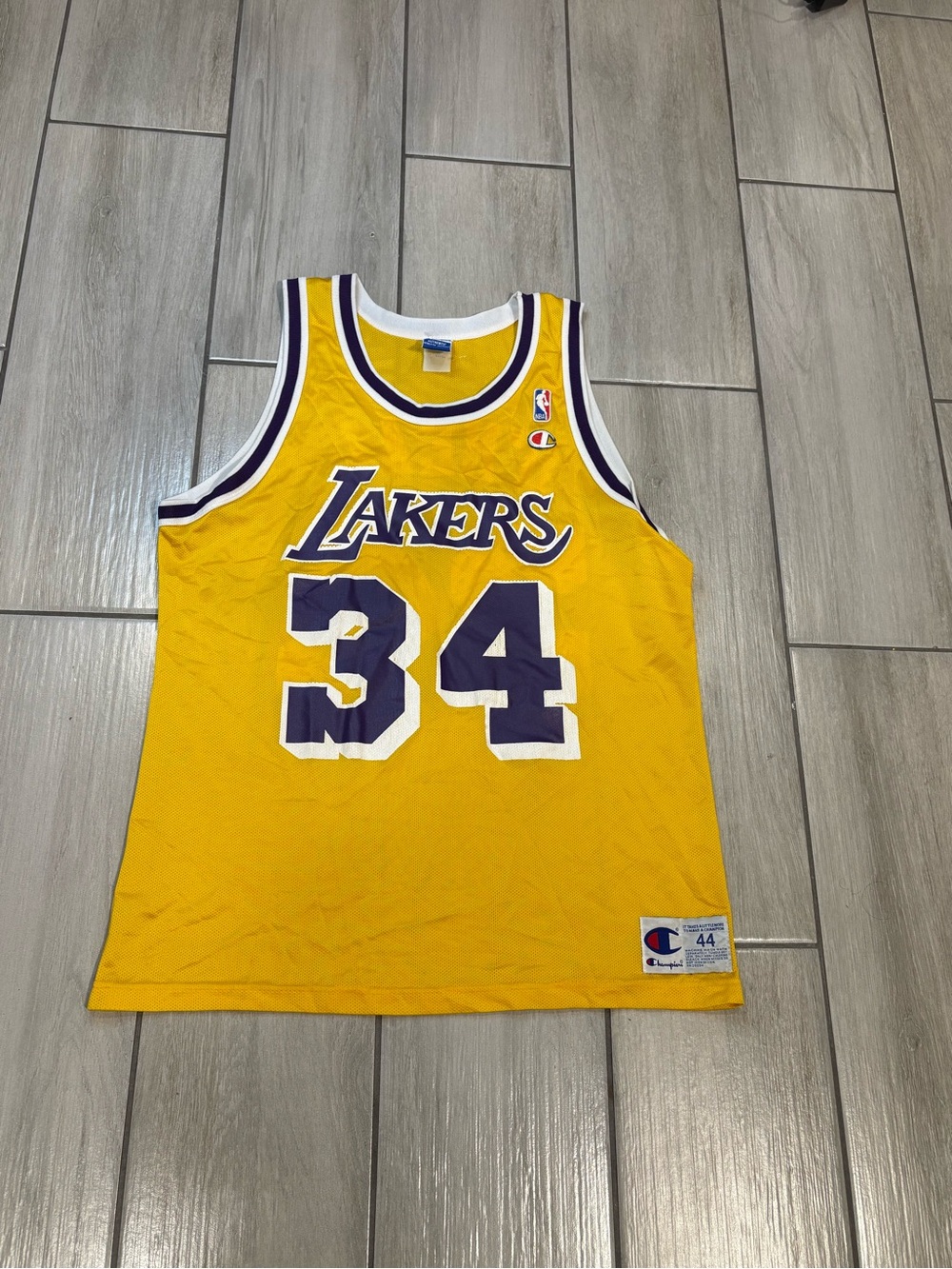 Champion Los Angeles Lakers Yellow #34 Basketball Jersey